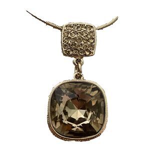 Monet Gold Tone Metal Snake Chain Necklace with Crystal pendant NEW